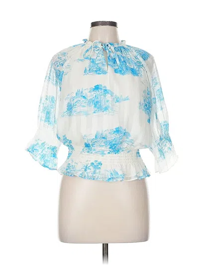 Pre-owned Ann Taylor 3/4 Sleeve Blouse In Blue