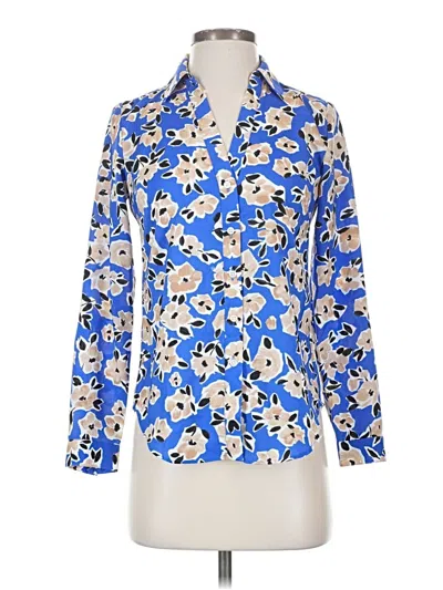 Pre-owned Ann Taylor 3/4 Sleeve Blouse In Blue