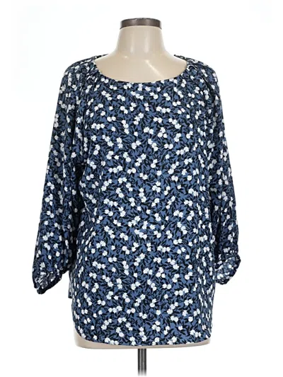 Pre-owned Ann Taylor 3/4 Sleeve Blouse In Blue
