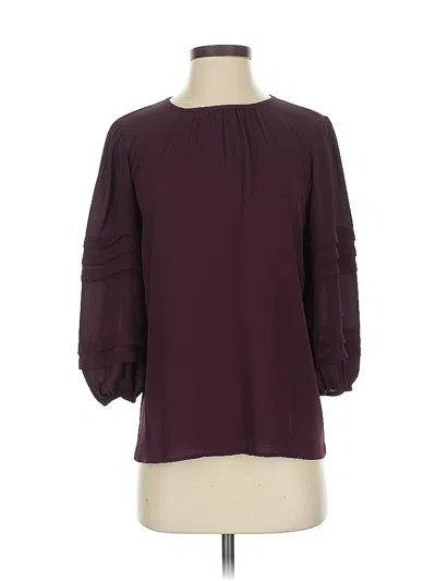 Pre-owned Ann Taylor 3/4 Sleeve Blouse In Burgundy