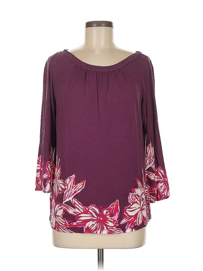 Pre-owned Ann Taylor 3/4 Sleeve Blouse In Burgundy