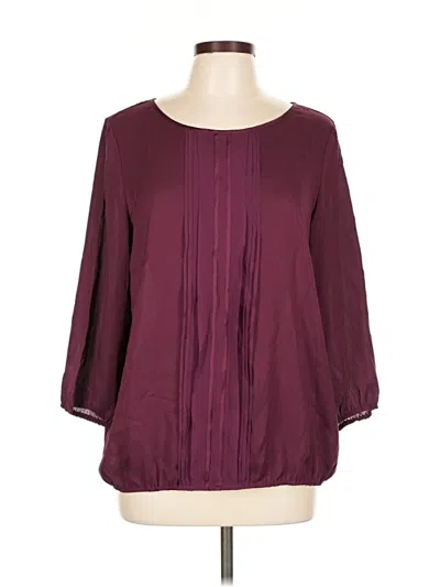Pre-owned Ann Taylor 3/4 Sleeve Blouse In Burgundy