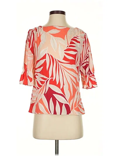 Pre-owned Ann Taylor 3/4 Sleeve Blouse In Orange