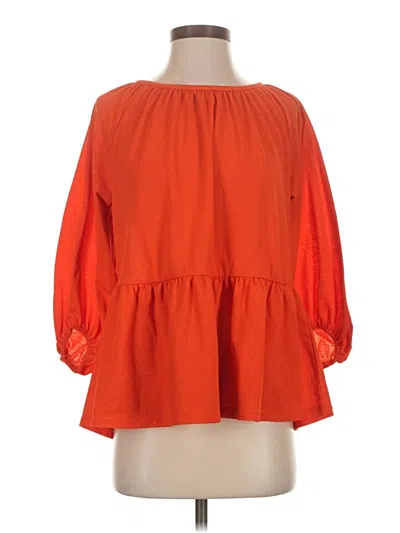 Pre-owned Ann Taylor 3/4 Sleeve Blouse In Orange