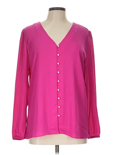 Pre-owned Ann Taylor 3/4 Sleeve Blouse In Pink