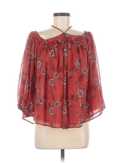 Pre-owned Ann Taylor 3/4 Sleeve Blouse In Red