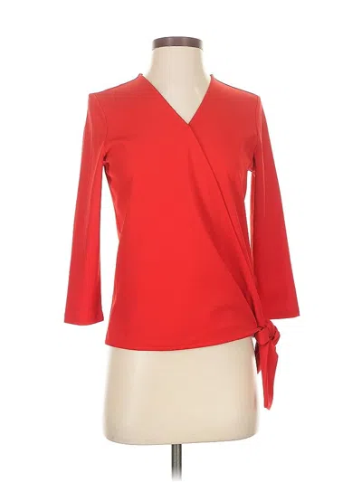 Pre-owned Ann Taylor 3/4 Sleeve Blouse In Red