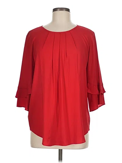 Pre-owned Ann Taylor 3/4 Sleeve Blouse In Red