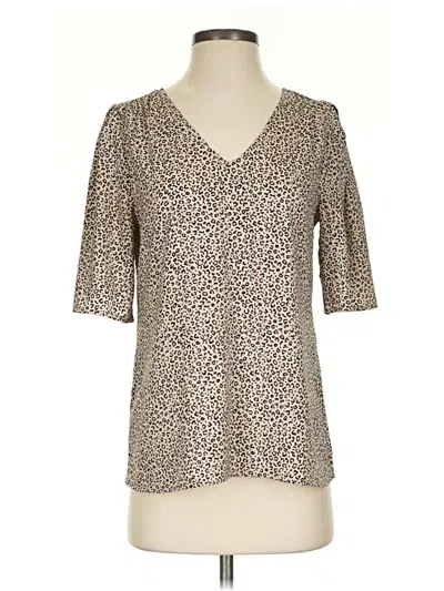 Pre-owned Ann Taylor 3/4 Sleeve Blouse In Tan