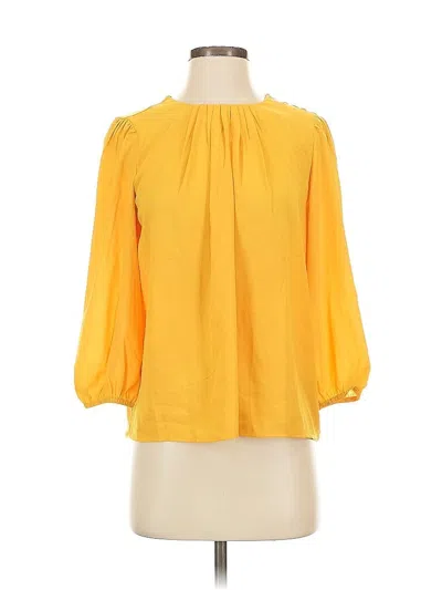 Pre-owned Ann Taylor 3/4 Sleeve Blouse In Yellow