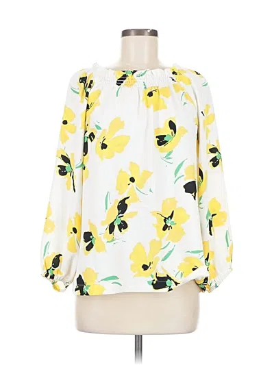 Pre-owned Ann Taylor 3/4 Sleeve Blouse In Yellow