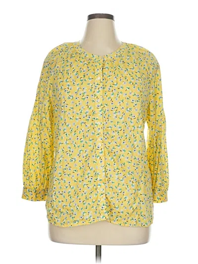 Pre-owned Ann Taylor 3/4 Sleeve Blouse In Yellow