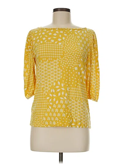 Pre-owned Ann Taylor 3/4 Sleeve Blouse In Yellow