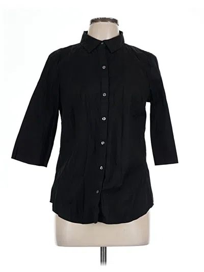 Pre-owned Ann Taylor 3/4 Sleeve Button Down Shirt In Black