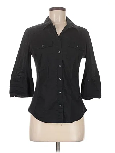 Pre-owned Ann Taylor 3/4 Sleeve Button Down Shirt In Black