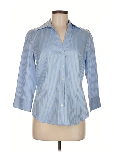 Pre-owned Ann Taylor 3/4 Sleeve Button Down Shirt In Blue