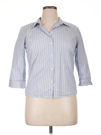 Pre-owned Ann Taylor 3/4 Sleeve Button Down Shirt In Blue