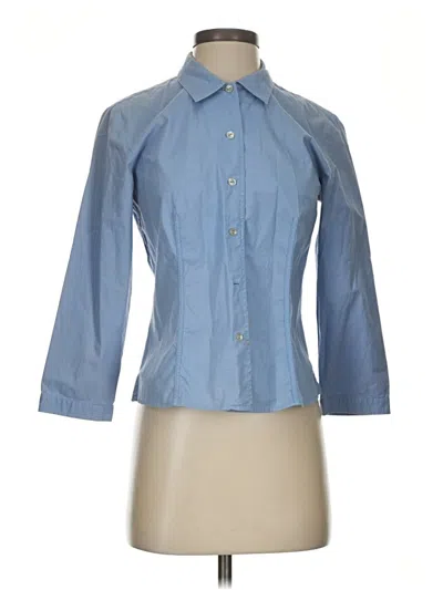 Pre-owned Ann Taylor 3/4 Sleeve Button Down Shirt In Blue