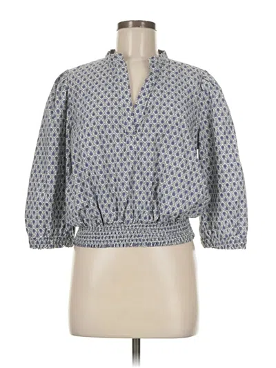 Pre-owned Ann Taylor 3/4 Sleeve Button Down Shirt In Blue