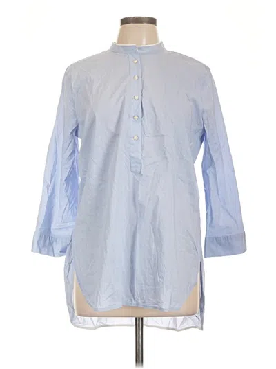 Pre-owned Ann Taylor 3/4 Sleeve Button Down Shirt In Blue