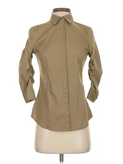 Pre-owned Ann Taylor 3/4 Sleeve Button Down Shirt In Brown