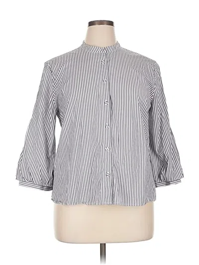 Pre-owned Ann Taylor 3/4 Sleeve Button Down Shirt In Gray