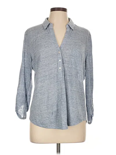 Pre-owned Ann Taylor 3/4 Sleeve Button Down Shirt In Gray