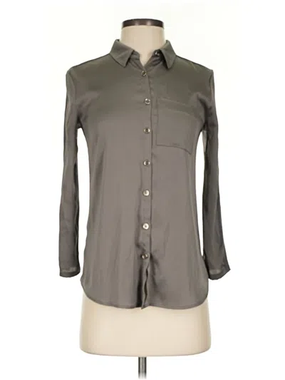 Pre-owned Ann Taylor 3/4 Sleeve Button Down Shirt In Gray