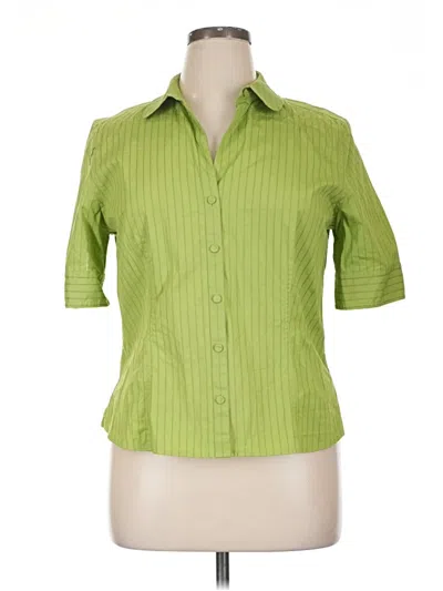 Pre-owned Ann Taylor 3/4 Sleeve Button Down Shirt In Green