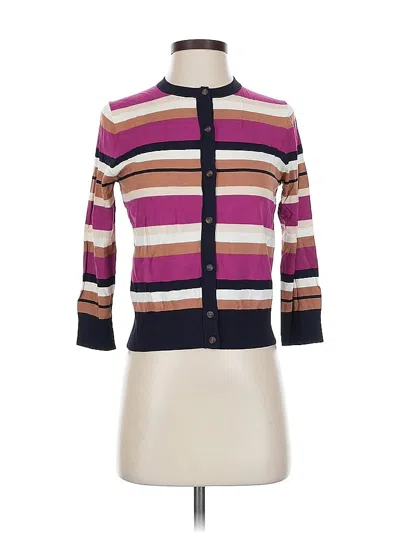 Pre-owned Ann Taylor 3/4 Sleeve Button Down Shirt In Purple