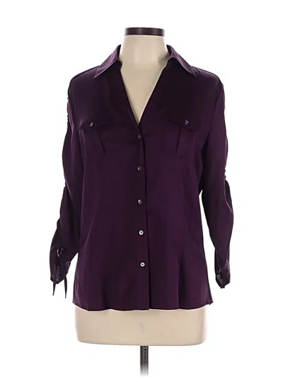 Pre-owned Ann Taylor 3/4 Sleeve Button Down Shirt In Purple