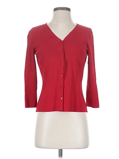 Pre-owned Ann Taylor 3/4 Sleeve Button Down Shirt In Red