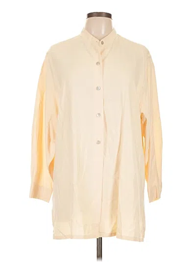 Pre-owned Ann Taylor 3/4 Sleeve Silk Top Ivory Mock Neckline Tops
