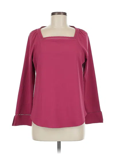 Pre-owned Ann Taylor 3/4 Sleeve T-shirt In Burgundy