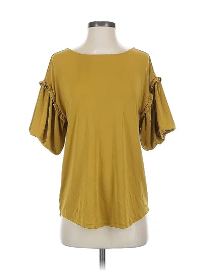Pre-owned Ann Taylor 3/4 Sleeve T-shirt In Gold