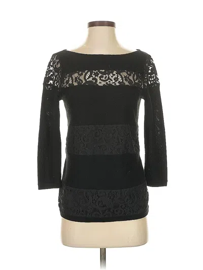 Pre-owned Ann Taylor 3/4 Sleeve Top Black Boatneck Tops