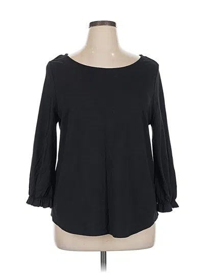 Pre-owned Ann Taylor 3/4 Sleeve Top Black Boatneck Tops