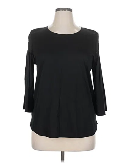 Pre-owned Ann Taylor 3/4 Sleeve Top Black Boatneck Tops