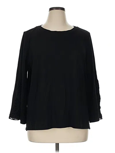 Pre-owned Ann Taylor 3/4 Sleeve Top Black Boatneck Tops