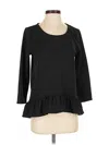 Ann Taylor 3/4 Sleeve Top Black Square Neckline Tops In Black
