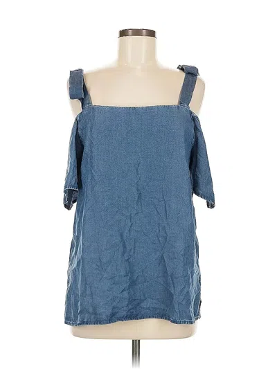 Ann Taylor 3/4 Sleeve Top Blue Cold Shoulder Neckline Tops
