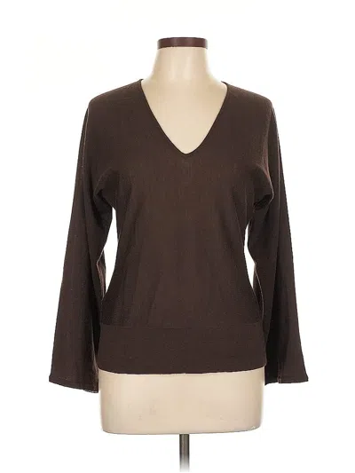 Pre-owned Ann Taylor 3/4 Sleeve Top Brown V Neck Tops