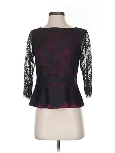 Pre-owned Ann Taylor 3/4 Sleeve Top Burgundy Sweetheart Neckline Tops