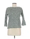 Ann Taylor 3/4 Sleeve Top Green Boatneck Tops In Gray