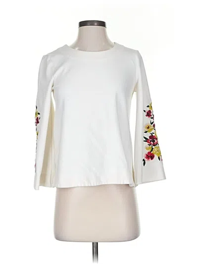Pre-owned Ann Taylor 3/4 Sleeve Top Ivory Boatneck Tops In White