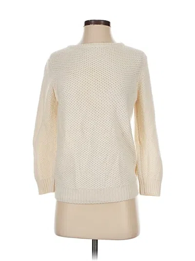 Pre-owned Ann Taylor 3/4 Sleeve Top Ivory Crew Neck Tops In White