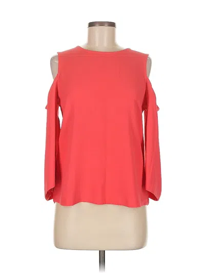 Pre-owned Ann Taylor 3/4 Sleeve Top Red Cold Shoulder Neckline Tops