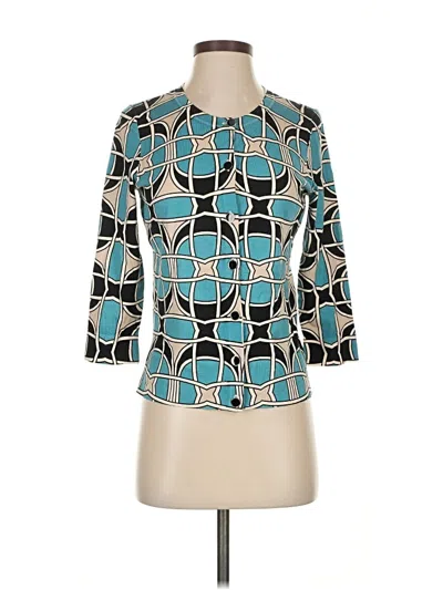 Pre-owned Ann Taylor 3/4 Sleeve Top Teal Square Neckline Tops In Blue