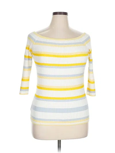 Pre-owned Ann Taylor 3/4 Sleeve Top Yellow Boatneck Tops