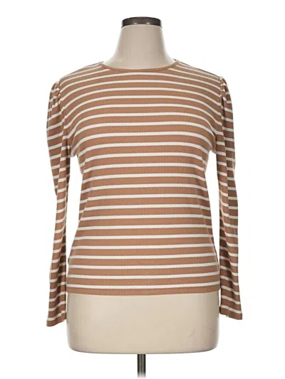 Pre-owned Ann Taylor 3/4 Sleeve T-shirt In Brown